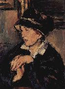 Anton Faistauer, Portrat einer Dame mit dunklem Hut